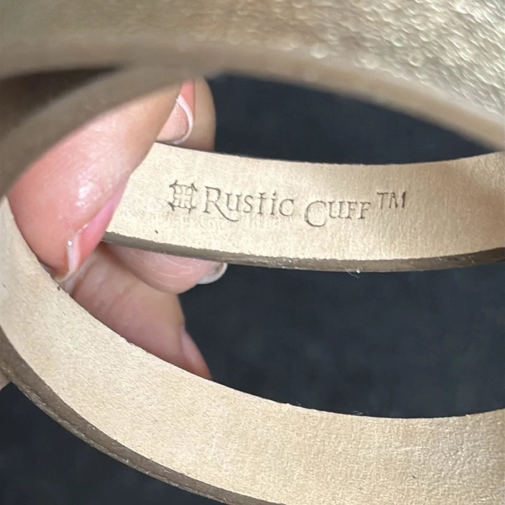 Rustic Cuff Genuine Leather Metallic Wrap Magnetic Closure Bracelet